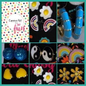 Vibrant Set of 8 Pairs: Fun and Bright Earrings for Every Occasion